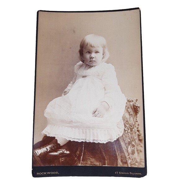 Cabinet Card Photo child Alice Fox Gerster NYC Union Square George G. Rockwood - Picture 1 of 9